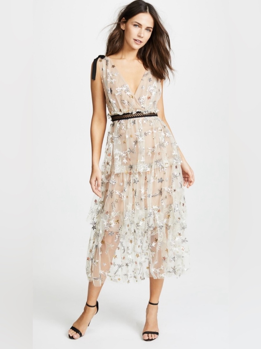 Self-Portrait Star Mesh Midi Dress - Picture 3 of 8